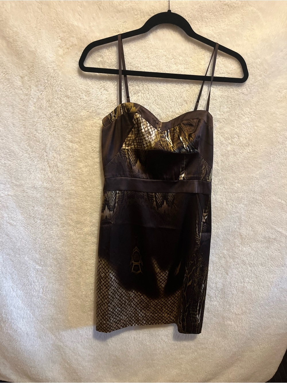 Guess by Marciano Snakeskin Mini Dress — Brown — Silk — Size XS